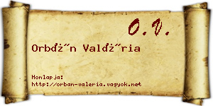 Orbán Valéria névjegykártya